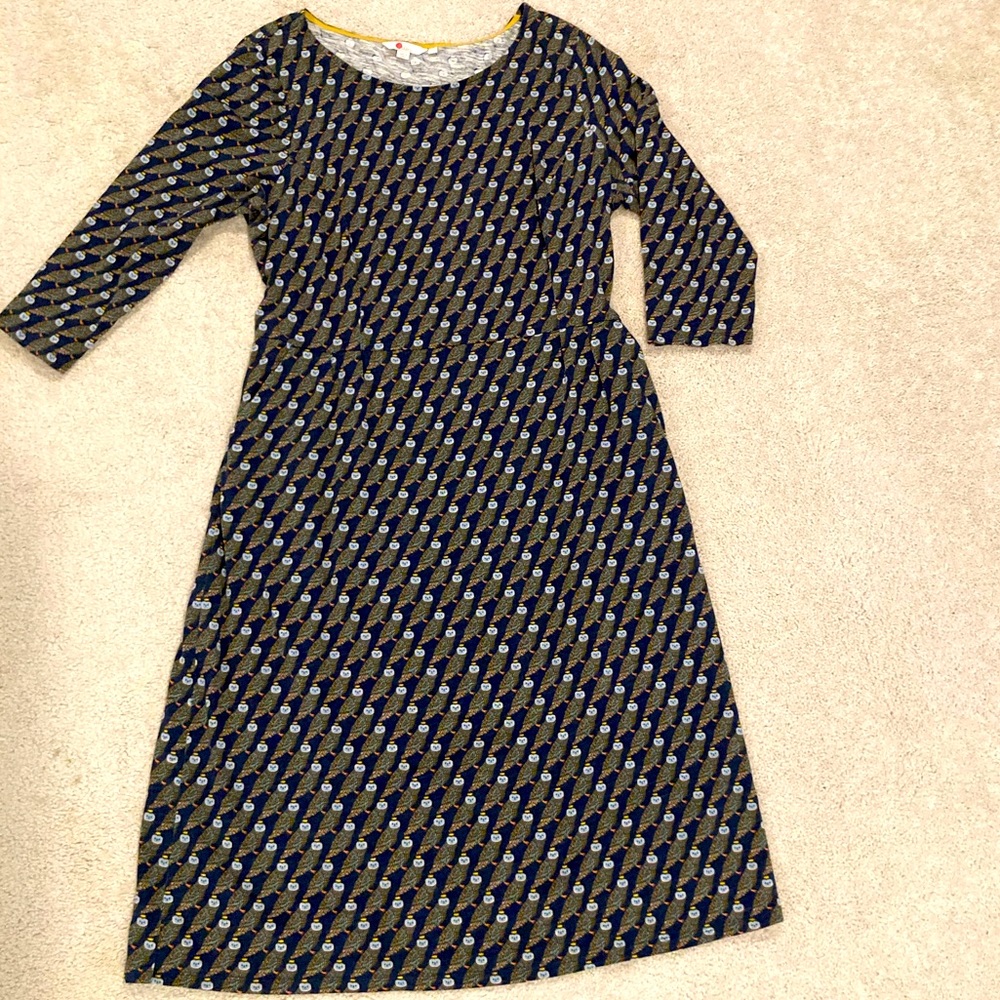Boden Owl Print Dress with Pockets!